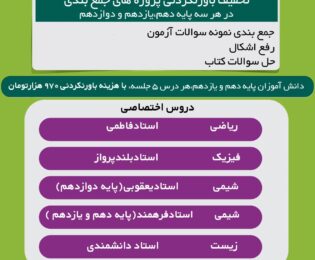 پروژه جمع بندی دروس اختصاصی ویژه امتحانات نهایی ( پایه دهم -یازدهم-دوازدهم)